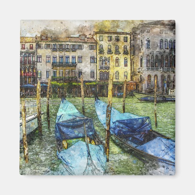 Imã Cena de pintura de gôndola de Veneza (Frente)