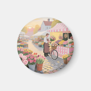 Imã Cena de Rua da Flor Ensolarada