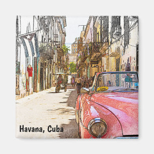 Imã Cena de Rua de Arte de Viagem Vintage de Havana