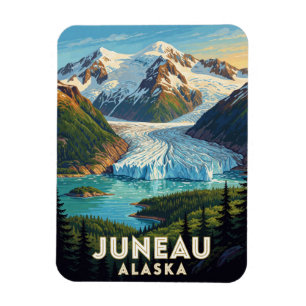 Ímã Cena de viagem ao glaciar Mendenhall Juneau Alasca