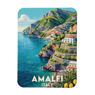 Ímã Cena de viagem costeira Amalfi Itália 🍋