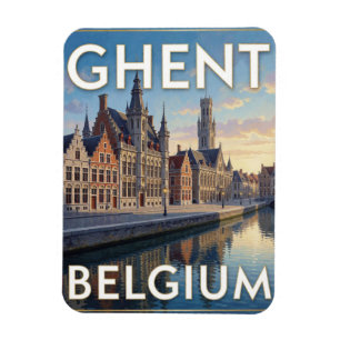 Ímã Cena de viagem histórica Graslei em Gante, Bélgica