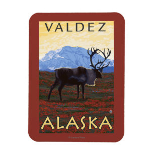 Ímã Cena do caribu - Valdez, Alaska