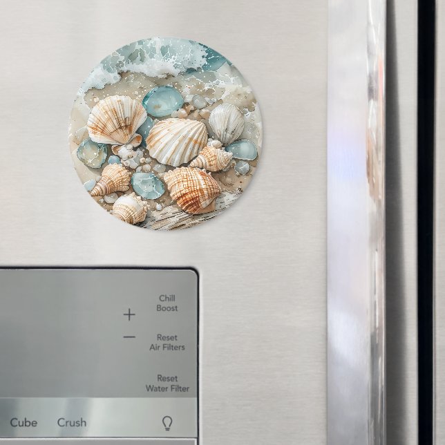 Imã Cena em aquarela de conchas marinhas costeiras e m (In Situ (Fridge))
