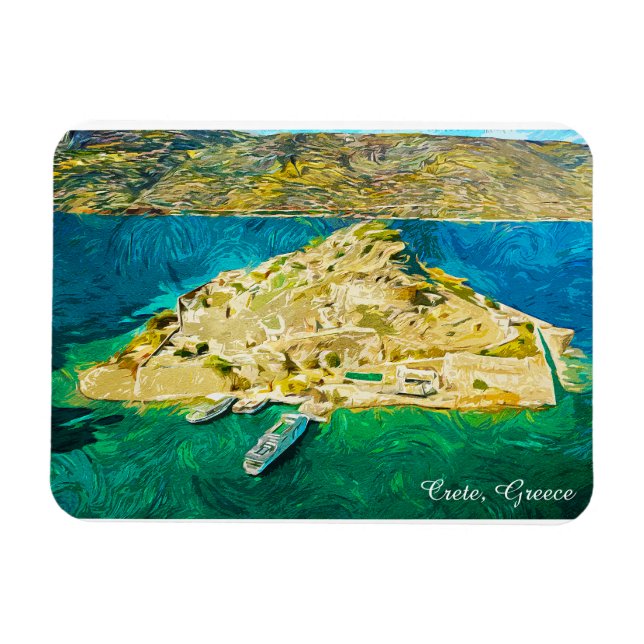 Ímã Cena em óleo da bela paisagem de Creta Grécia (Horizontal)