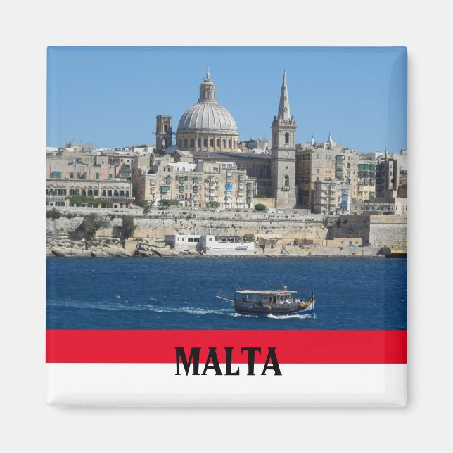 Imã Cena Malta de La Valeta e Harbour Souvenir (Frente)