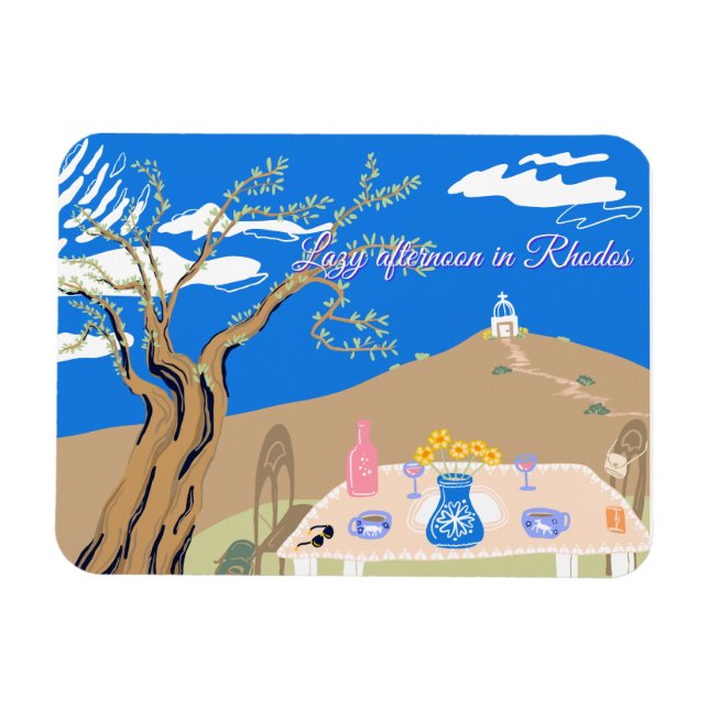 Ímã Cena personalizada de viagem sob oliveira grega à  (Horizontal)