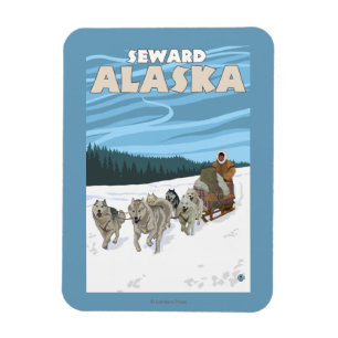 Ímã Cena Sledding do cão - Seward, Alaska