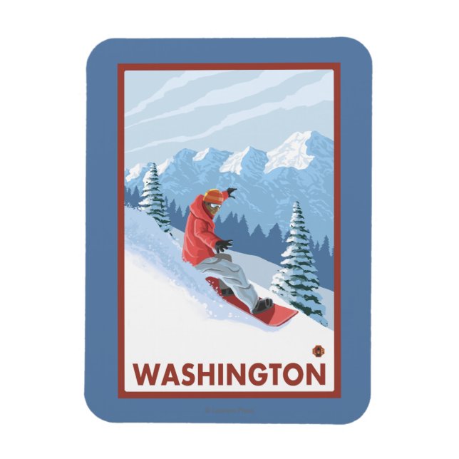 Ímã Cena Snowboarder - Washington (Vertical)