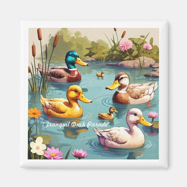 Imã Cena Tranquila com Patos (Frente)