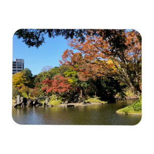 Ímã Cenário Colorido de Árvores no Jardim Japonês