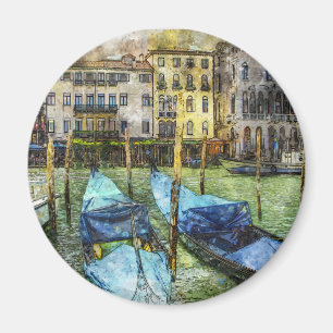 Imã Cenário Colorido de Veneza Itália Pintura de Gôndo