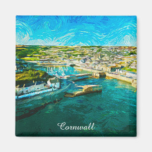 Imã Cenário Costeiro da Cornualha Inglaterra Pintura a