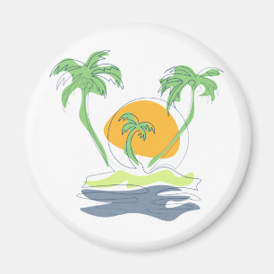 Imã Cenário de praia de ilha tropical. Árvore de palme