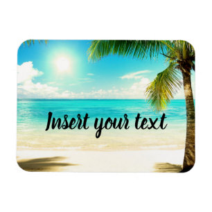 Ímã Cenário de praia ensolarada e personalizável