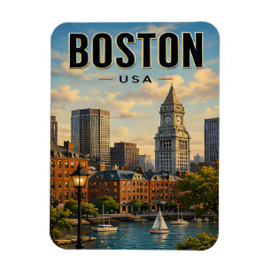 Ímã Cenário do Porto Histórico de Boston Massachusetts