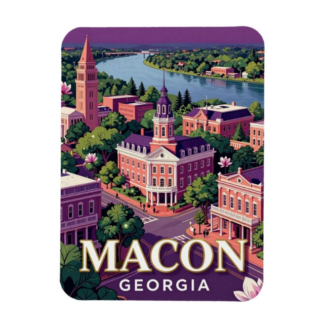 Ímã Cenário Histórico da Cidade de Macon, Geórgia 💎 (Vertical)