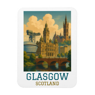 Ímã Cenas Retro de Glasgow Escócia Paisagem Urbana Via
