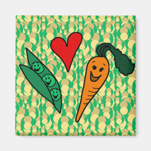 Imã Cenouras do amor das ervilhas, design verde e