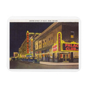 Ímã Center Street na Noite, Reno, Nevada Vintage 
