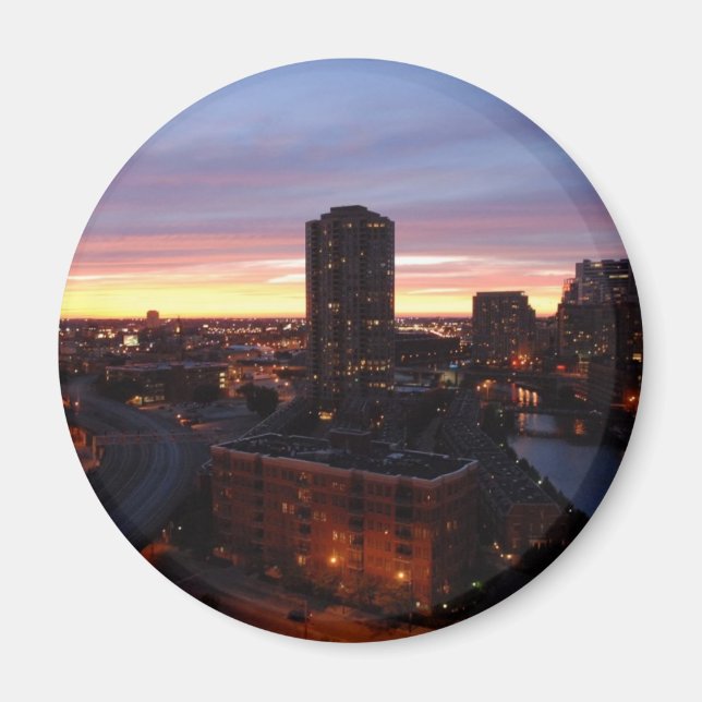 Imã Centro Chicago Sunset (Frente)