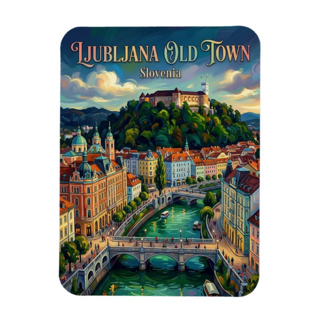 Ímã Centro histórico de Liubliana Eslovênia (Vertical)