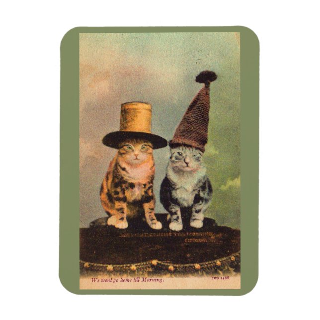 Ímã cerca de 1900 gatos em chapéus RPPC (Vertical)