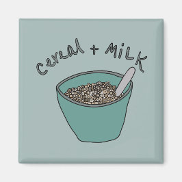 Imã Cereal and Milk Magnet, Nostalgic Illustration