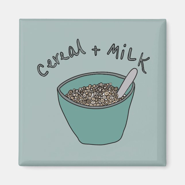 Imã Cereal and Milk Magnet, Nostalgic Illustration (Frente)