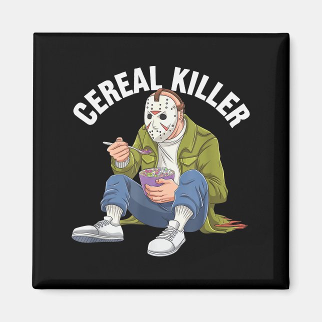 Imã Cereal Killer Funny Halloween Horror Movie Masked  (Frente)