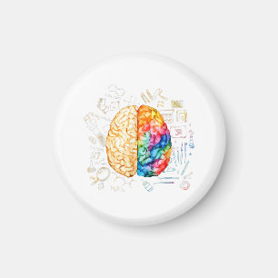 Imã Cérebro Colorido - Ciência E Arte - Neurociência N