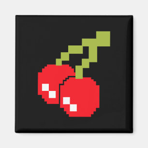 Imã Cerejas Pixel Fantasia de Videogame dos Anos 80 Fá