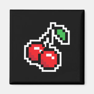 Imã Cerejas Pixeladas Fantasia de Videogame dos Anos 8