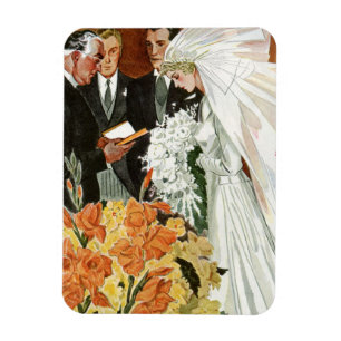 Ímã Cerimônia de casamento vintage com noiva e noivo