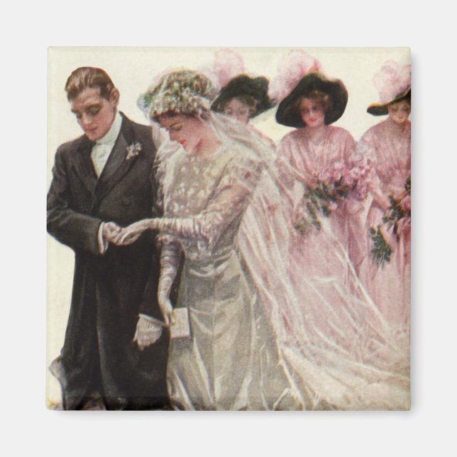 Imã Cerimônia de Casamento Vitoriano Antigo Noiva e No (Frente)