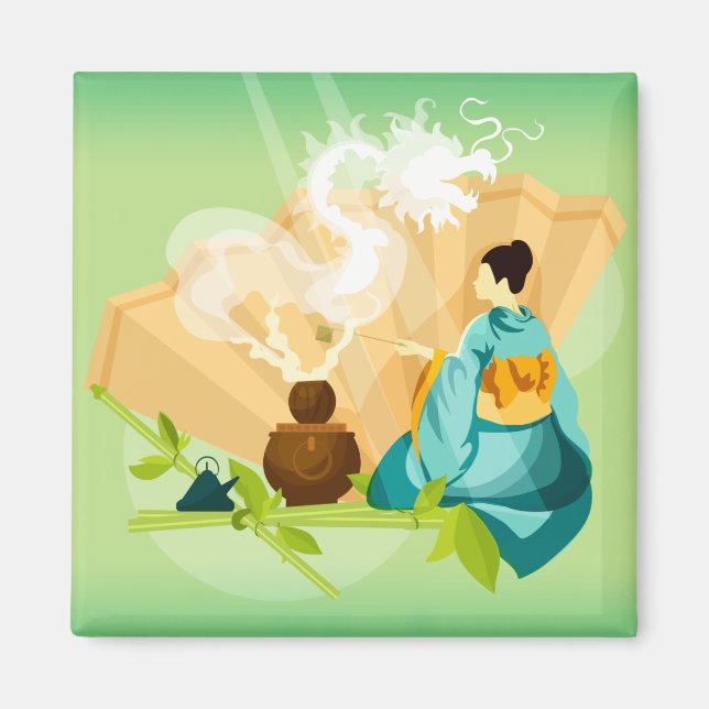 Imã Cerimônia Ilustrada de Chá Japonesa, Dragão (Frente)