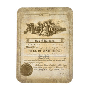 Ímã Certificado de Casamento Vintage