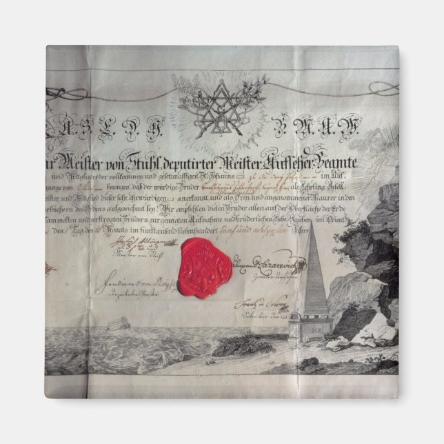 Imã Certificado Masonic, 1785 (Frente)