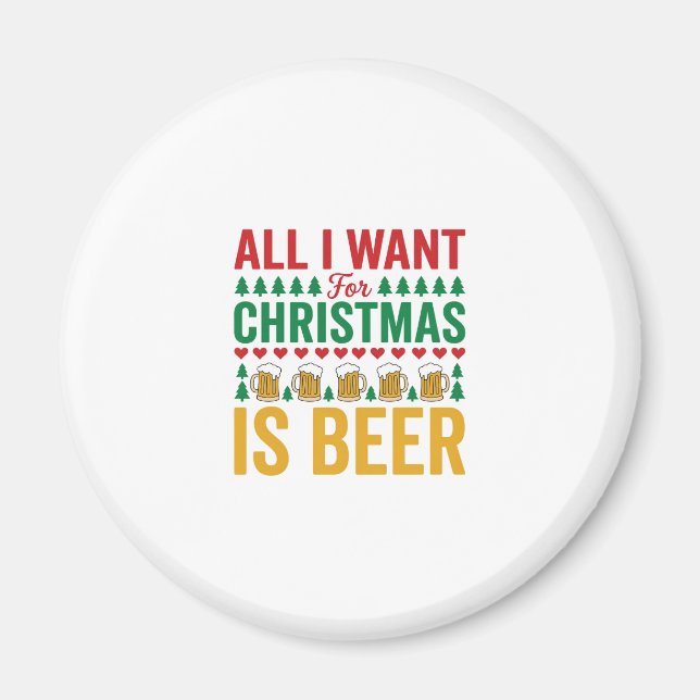 Imã Cerveja de Natal Design Divertido de Bebida de Fer (Frente)
