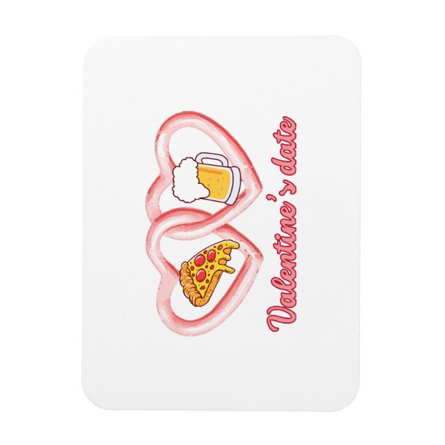 Ímã Cerveja de pizza de data de dia de os namorados (Vertical)
