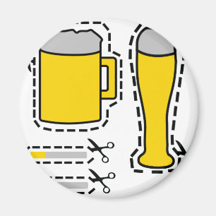 Imã cerveja e cigarets cortados