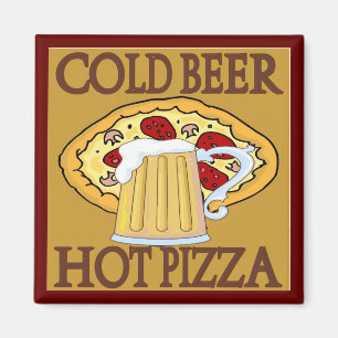 Imã Cerveja fria, camiseta quente da pizza