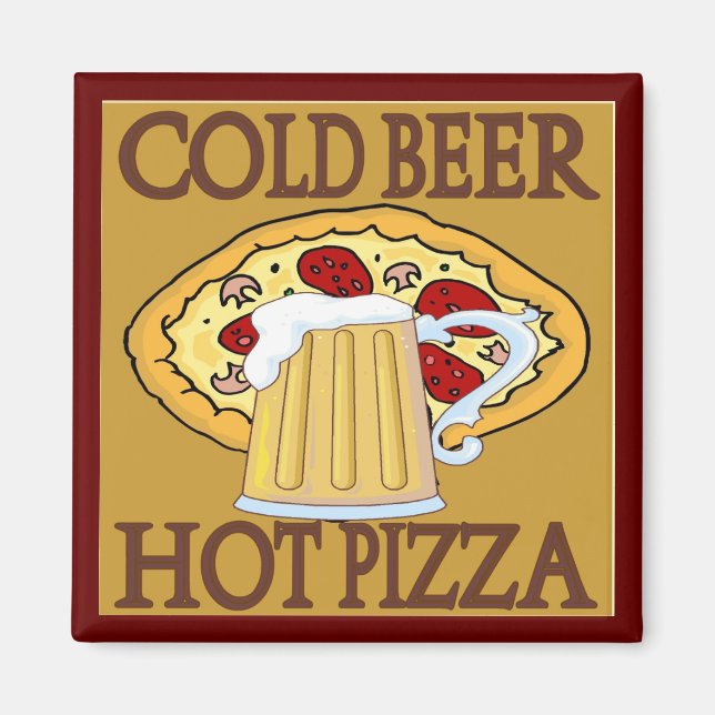 Imã Cerveja Fria, Camisetas De Pizza Quente (Frente)