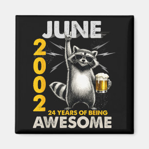 Imã Cerveja Guaxinim de Aniversário de 24 anos Junho d