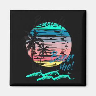 Imã Cerveja Me Engraçado Bebendo Praia Retro Pôr do So