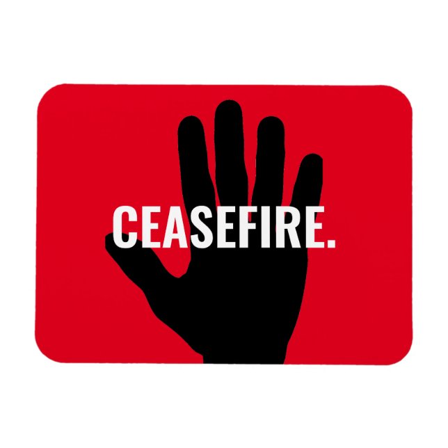 Ímã Cessar fogo vermelho branco mão negra costume anti (Horizontal)