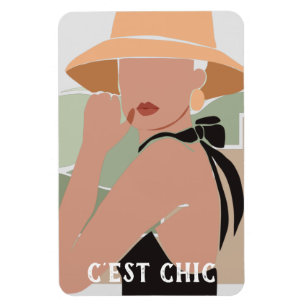 Ímã C'est Chic French Woman Flexible Photo Magnet
