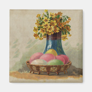 Imã Cesta da páscoa do vintage com ovos coloridos