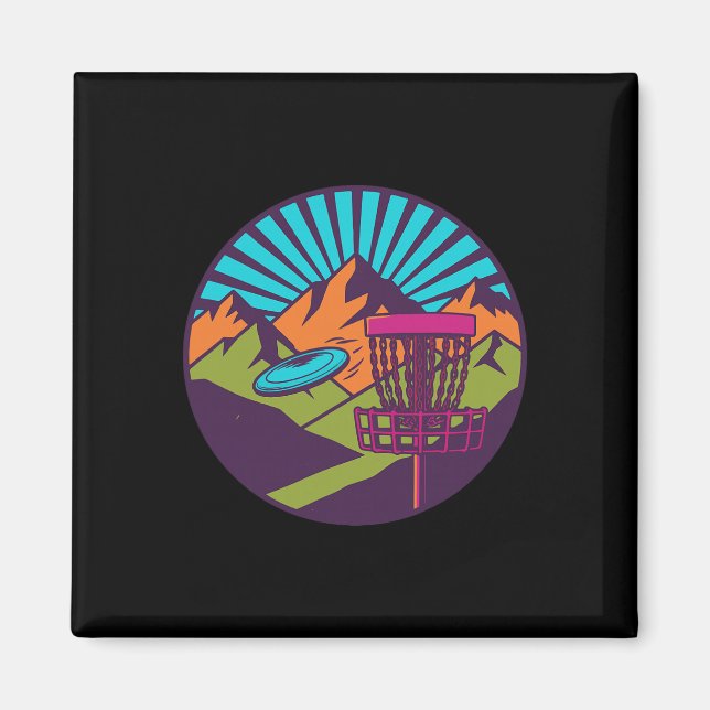 Imã Cesta de Disco de Golfe nascer do sol na montanha  (Frente)