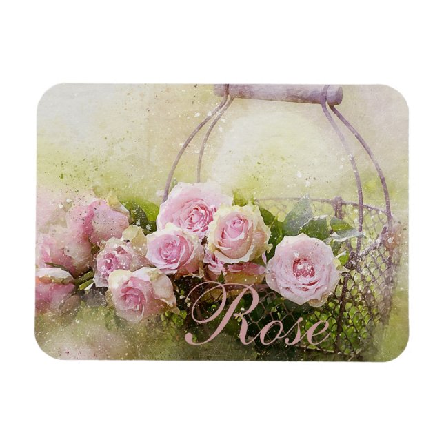 Ímã Cesta Rosa Rosa Rosa Rosa Rosa (Horizontal)